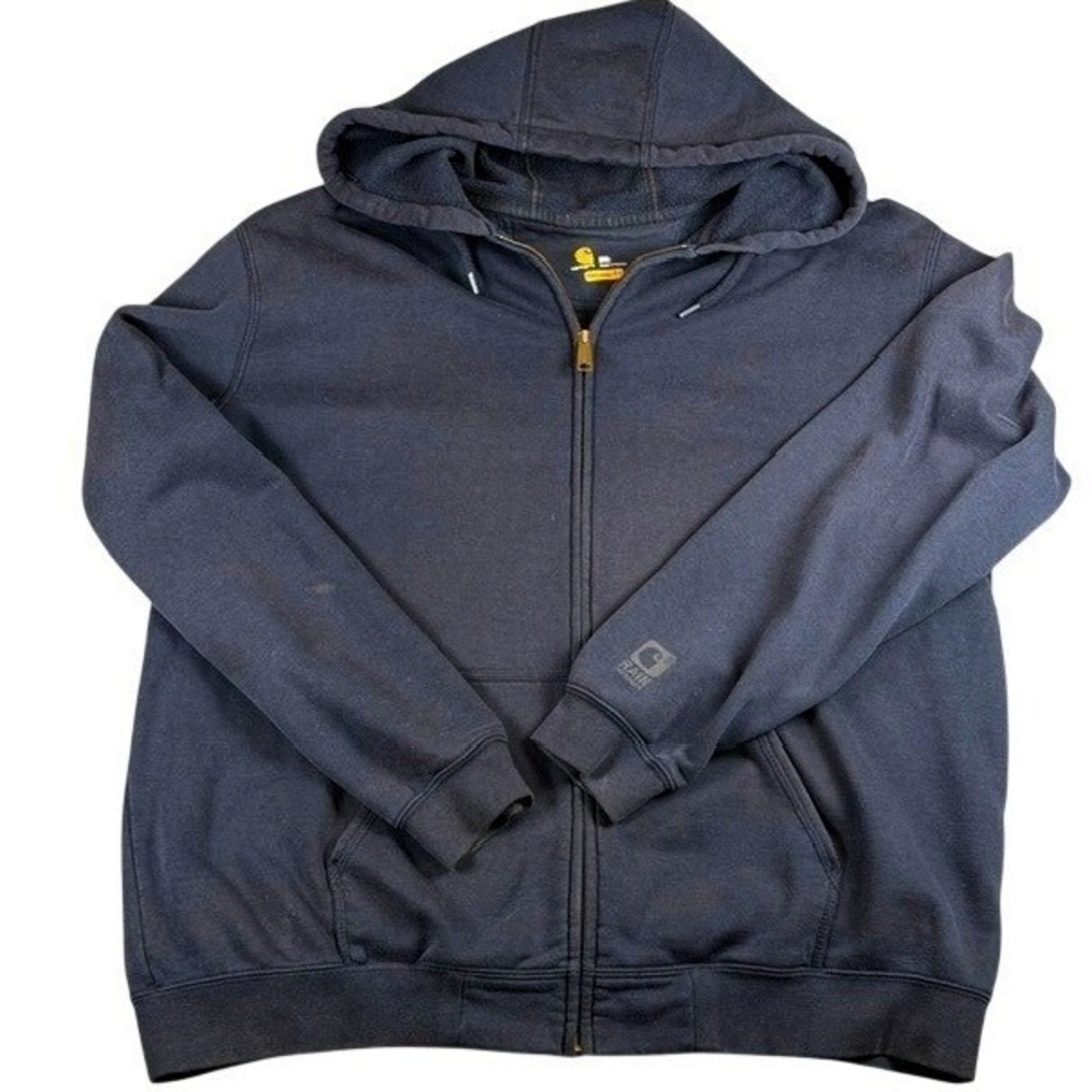 Carhartt Rain Defender Hoodie Mens 2XL Navy Blue Original Fit Full Zip